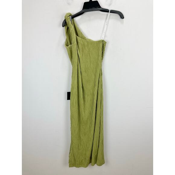 Lulus Aristea Light Green Textured One Shoulder Midi Dress Cocktail Small NWT - Picture 13 of 13